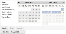 The default jQuery UI DateRangePicker widget