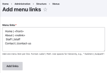 Add menu links form