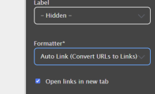 Screenshot of layout builder and Auto Link Field Formatter.