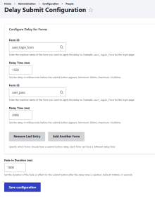 Screenshot of config form
