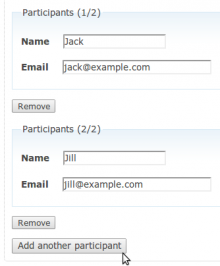 Screenshot of a Webform fieldset that can have multiple instances using WFM