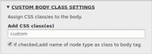 custom body class settings