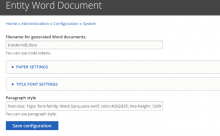 Entity Word document settings