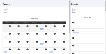 Example of a calendar view with recurring event and its responsiveness on mobile.