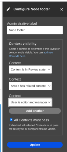 Layout Builder context selection