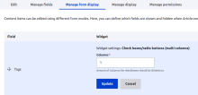 Form display configuration for Check boxes/radio buttons (multi-columns)