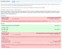 Screenshot of the 'Available updates' report.