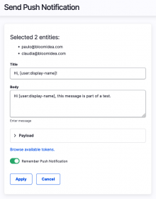 Firebase Push Notification Views Bulk Operations VBO