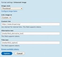 Settings form for Image Enhanced module.