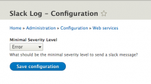 Slack log settings form.