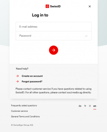 SwissID Login Mask