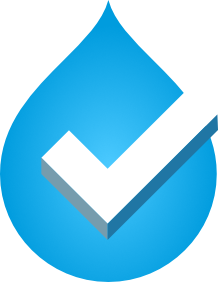 Icon of a check mark over a drop