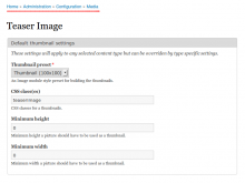 Teaser Image: default settings page