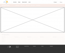 Wireframe showing uNav header and footer