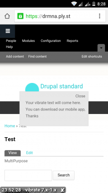 vibrate module popup in mobile view