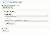Example configuration settings in Permission mode