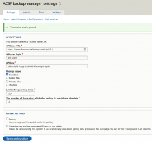 Settings page