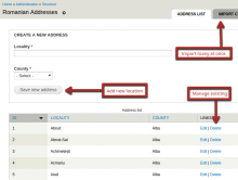 Address management (Add, Edit and Delete locations)