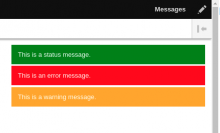 A screenshot from the toolbar with the admin messages drawer open