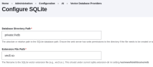 Settings of SQLite vdb provider