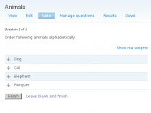 Quiz Drag and Drop Ordering example