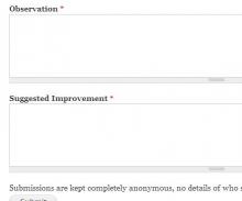 Screenshot showing form of Anonymous Suggestion Box