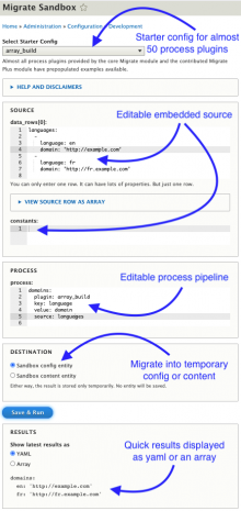 Annotated sandbox form