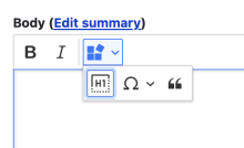 Screenshot of the Ckeditor 5 Widget Menu with buttons in the dropdown