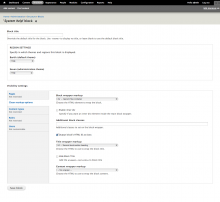 A screenshot of the clean markup configuration fieldset for blocks.