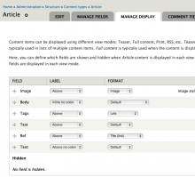 Extra settings are made available on the manage display form