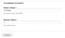 Payment settings form