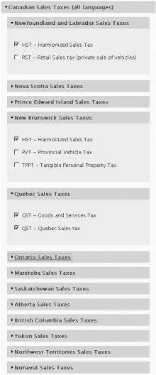 Commerce Canadian Taxes - Tax Fields