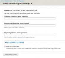 Commerce Checkout paths