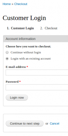 Commerce Login Step Screenshot