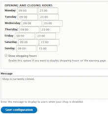 Commerce Shopping Hours config