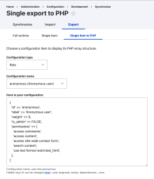 Config Export to PHP array