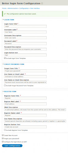 config page