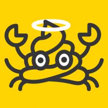 illustration of a crab which looks like poop with a gloriole