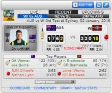 Live cricket score widget