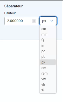 Css size field widget, display select with available units