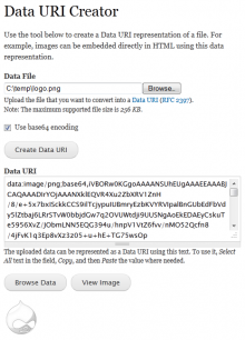 Screenshot for the main page of the Data URI Creator module for Drupal