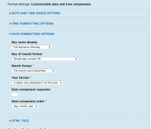 Date formatting options