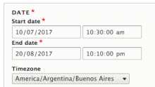 A screenshot of the datetime range timezone widget