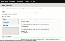 Admin interface for date and time range formats