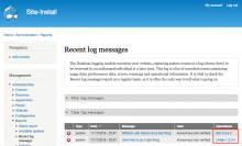 A screenshot of the Drupal 7 Recent log messages screen showing a ban link next to one log message, and an unban link next to another message.