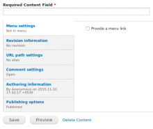 content edit form after installation