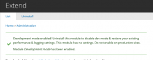 An image displaying the dev_mode module successfully installed.