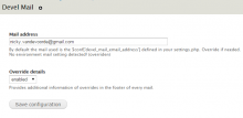 Develmail configuration settings