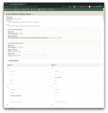 Screenshot of a differential report, which illustrates the differences between the layout builder settings at the entity type level and the individual node level
