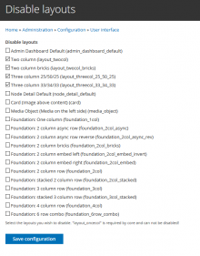 Layout disable configuration form